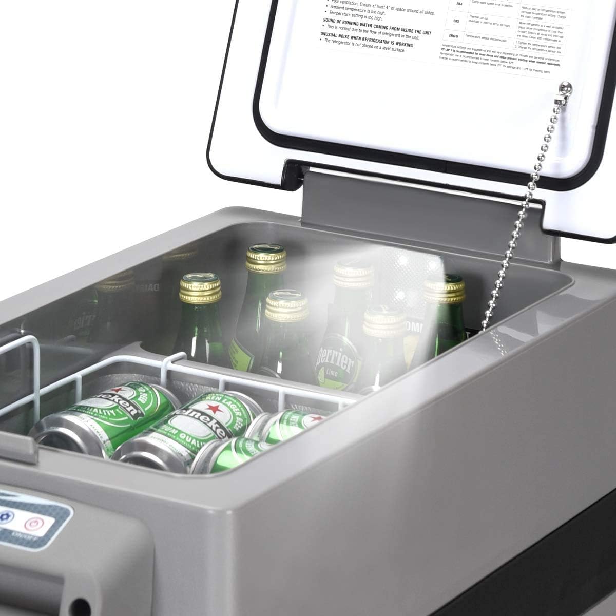 COSTWAY Car Refrigerator, 44-Quart Electric 12V/24V Car Cooler with 3 Levels, LCD Display, Shockproof Design, Travel RV Fridge for Camping, Truck Party