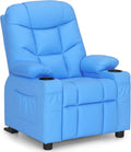 MCombo Big Kids Recliner for Ages 3+, Child Reclining Chair, Toddlers Recliner Sofa with Cup Holders (Faux Leather, Navy Blue)