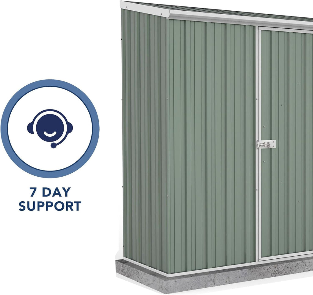 ABSCO 7' x 3' Space Saver Shed, Aluminum and Steel Utility Tool Shed, Outdoor Storage for Backyard, Lawn Patio, Bikes, Pale Eucalypt Metal Shed