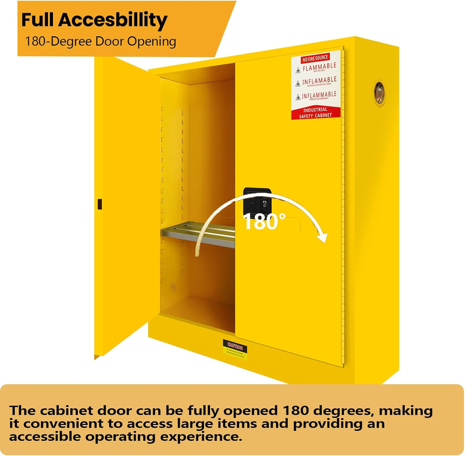 272 Gallon Flammable Liquid Storage Cabinet Fireproof Metal Cabinet with 3 Point Lock, Adjustable Shelves for Industrial, Scientific, Warehouse Use
