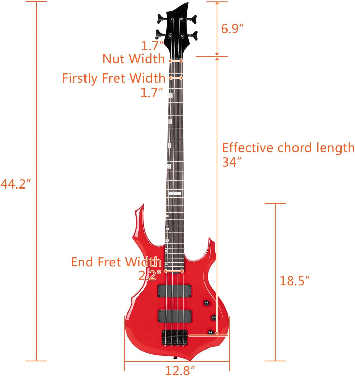 Ktaxon Electric Bass Guitar Full Size Flame Design Bass Set with 20 Watt Amplifier, Portable Bass Bag, Superior Amp Wire, Adjustable Guitar Strap, Plectrum, Wrench Tool(Red)
