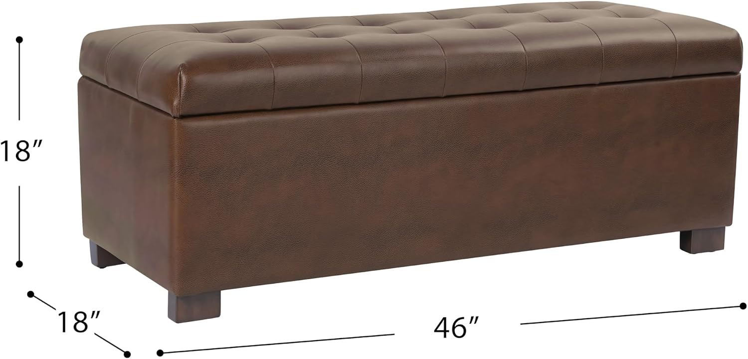 HomePop Large Tufted Storage Bench - Antique Brown