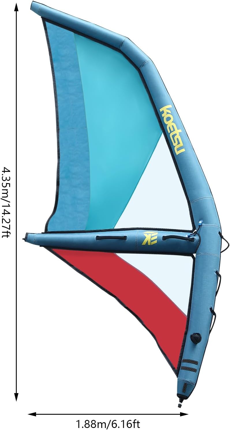45.21 ft² Inflatable Windsurfing Sail, Stand Up Paddle Board Windsurf Sail Portable Windsurf Sail with Inflatable Pump for Water Activities on Lakes and Bays
