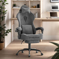 Soontrans Dark Grey Velvet Fabric Gaming Chairs with Footrest, Ergonomic Comfortable Video Gamer Chair, Reclining Office Computer Desk Game Chairs with Massage Lumbar Cushion,Headrest for Adult