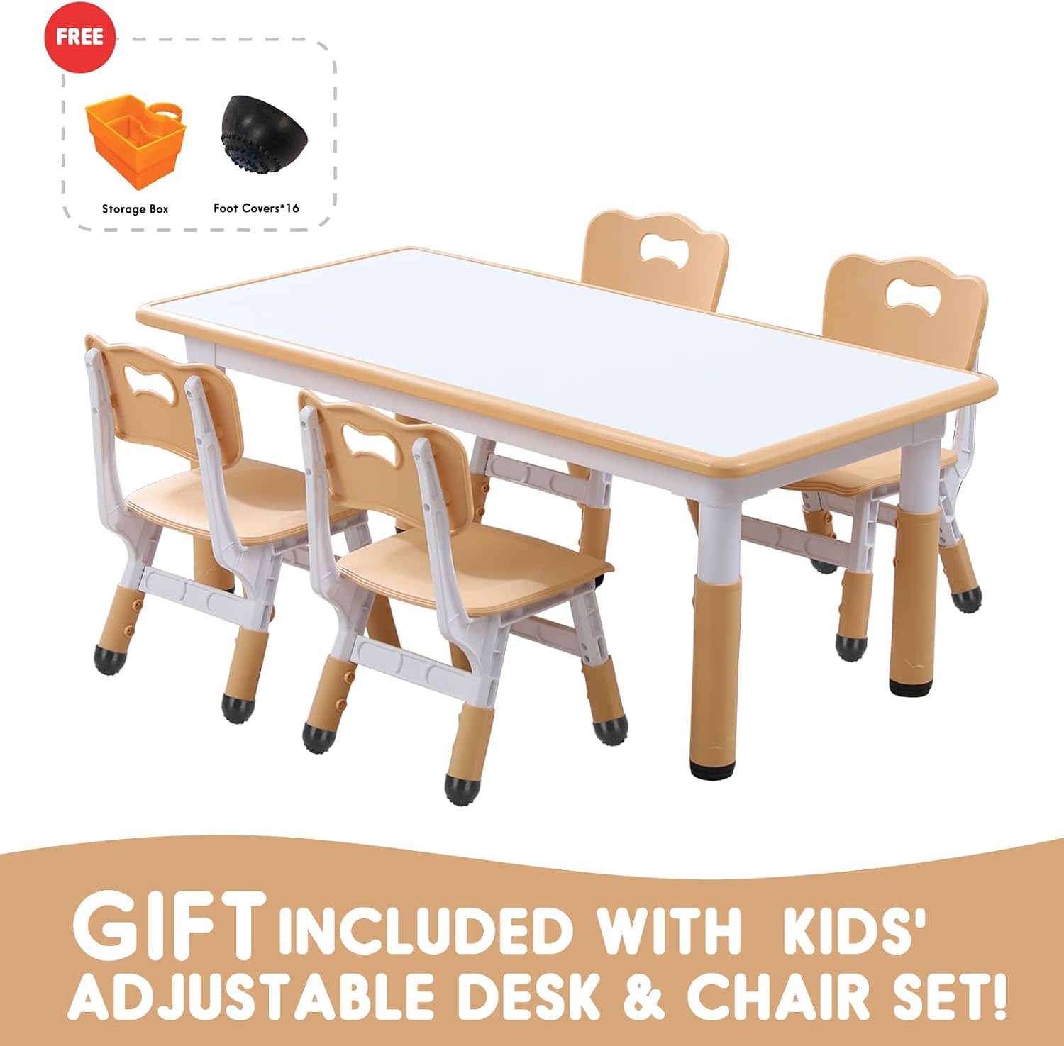 Kids Table and Chair Set for Toddlers - Adjustable Activity Center with Non-Slip Legs & Graffiti-Proof Surface Ages 3-12
