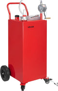 VEVOR 40 Gallon Gas Caddy, Diesel Tank with Manual Transfer Pump, Diesel Storage Tank with 4 Wheels & 10 ft Hose, Gas Container for Cars, Lawn Mowers, ATVs, Boats, More, Red