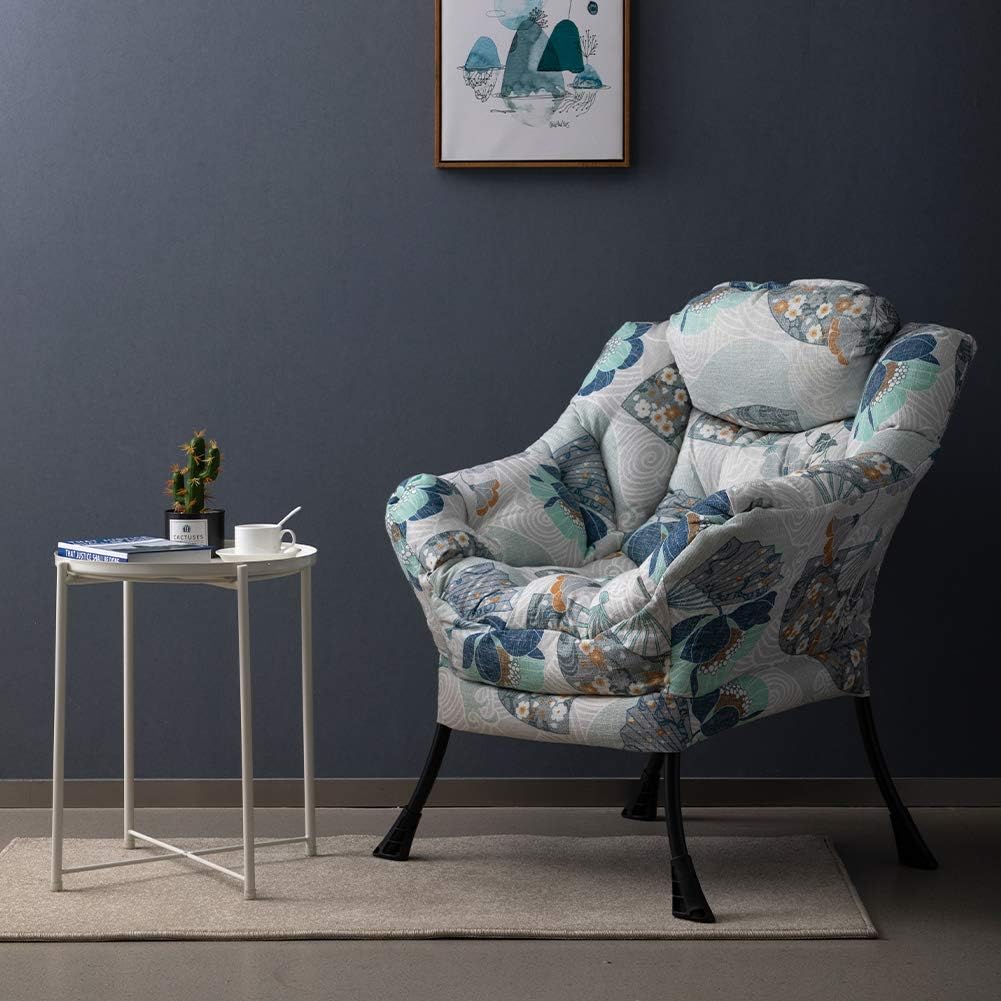 HollyHOME Lazy Chair with Armrest and Side Pocket, Comfy Accent Lounge Chair,Leisure Sofa Armchair for Living Room, Bedroom, Dorm, or Small Spaces, Oversized Reading Sofa Chair,Fan Print