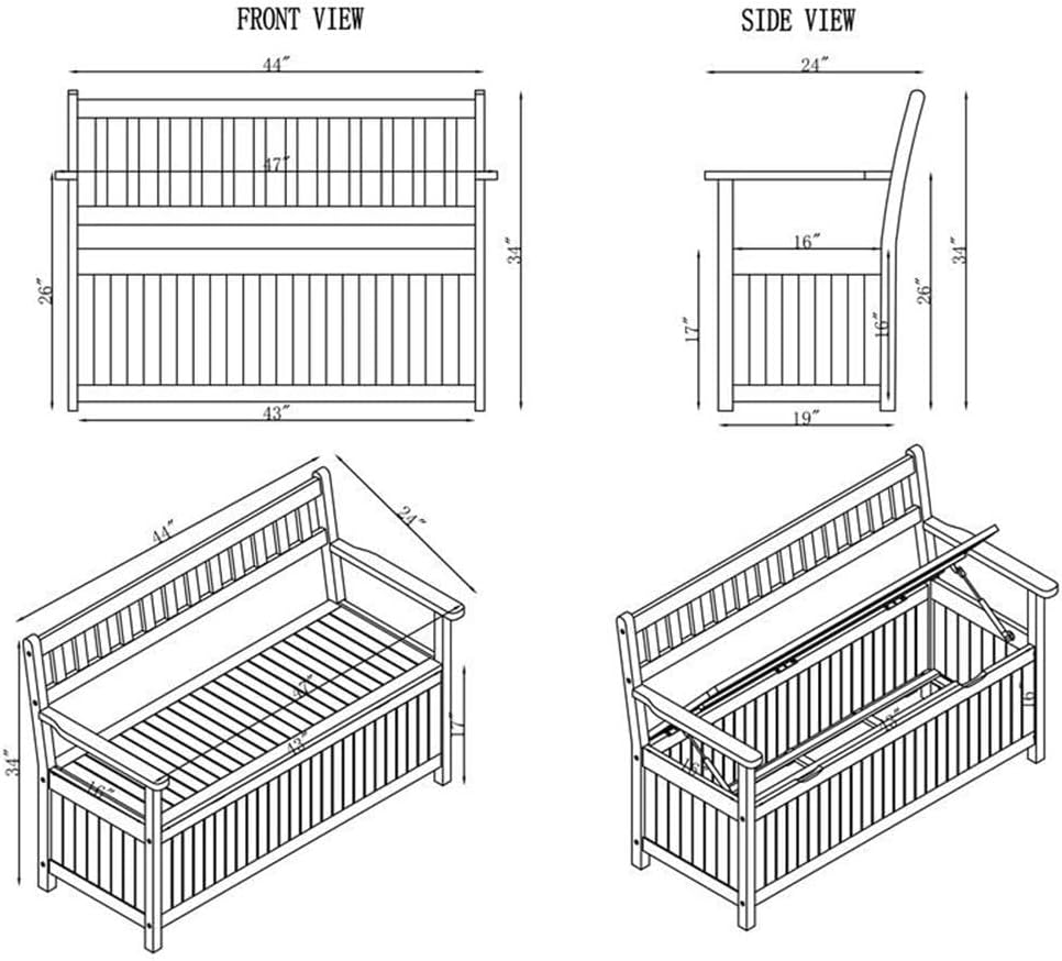Londonderry 47 in. W Acacia Wood Outdoor Storage Bench, Store Blankets, Cushions, 100% Weather Resistant Wood, Perfect for Modern Garden Setting, Outdoor Furniture, Patio Bench, Garden