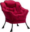HollyHOME Lazy Chair with Armrest and Side Pocket, Comfy Accent Lounge Chair,Leisure Sofa Armchair for Living Room, Bedroom, Dorm, or Small Spaces, Oversized Reading Sofa Chair, Burgundy