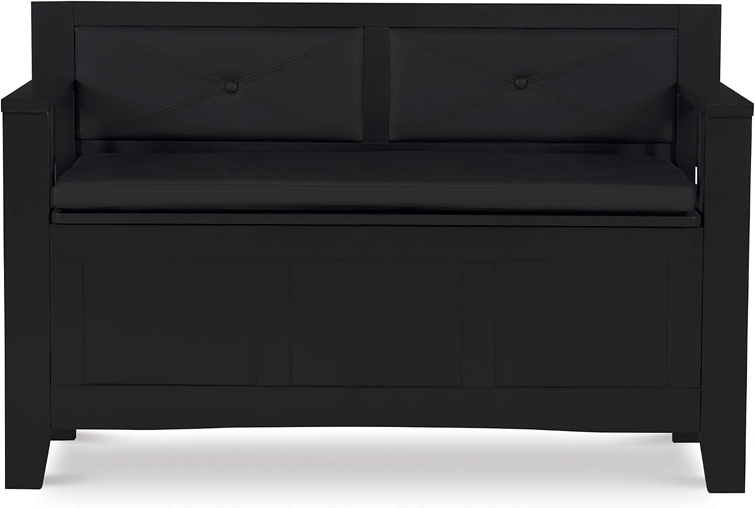 Linon Carlton Padded Bench, 44.5'W x 17'D x 30'H, Black