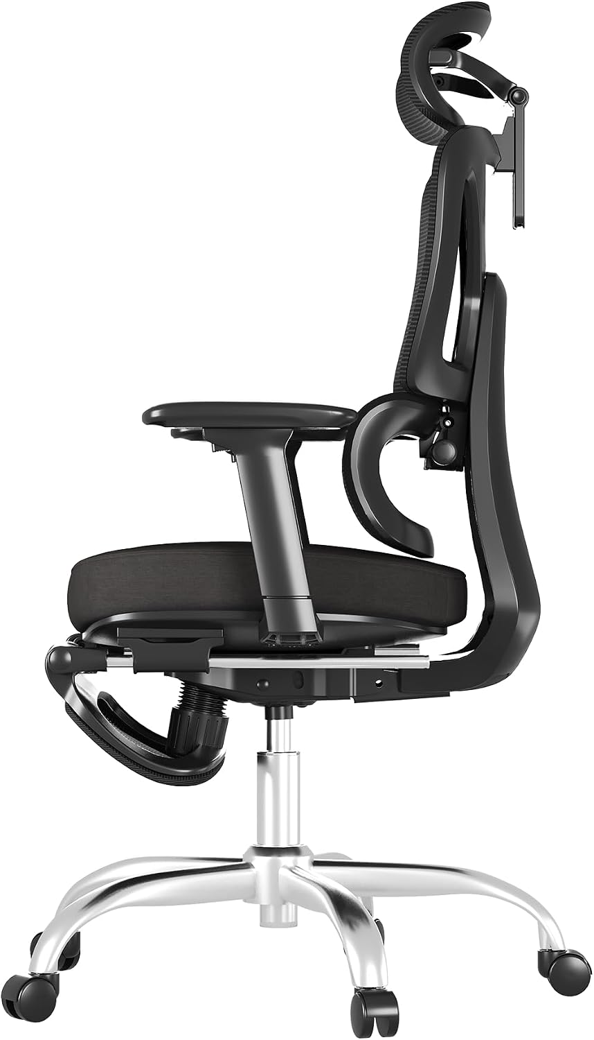 FLEXISPOT ErgoX Premium Ergonomic Office Chair with Footrest- Adjustable 3D Armrests, Dynamic Lumbar Support, Recline & Tilt Function, Mesh Seat, for Home & Office Use,Black Foam