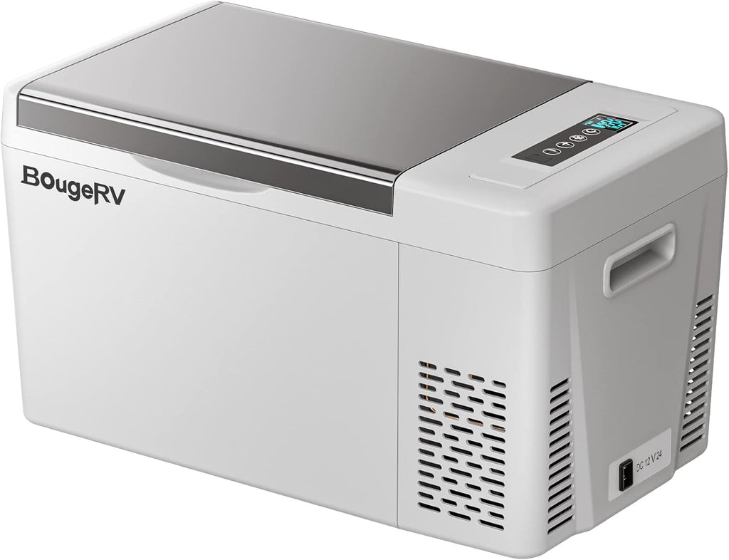 BougeRV 12 Volt Refrigerator With 23 Quart Cover, 12V Car Fridge 23 Quart Portable Freezer Compressor Cooler Compressor Freezer, 12/24V DC 110~240V AC, -8℉~50℉ for Truck RV SUV