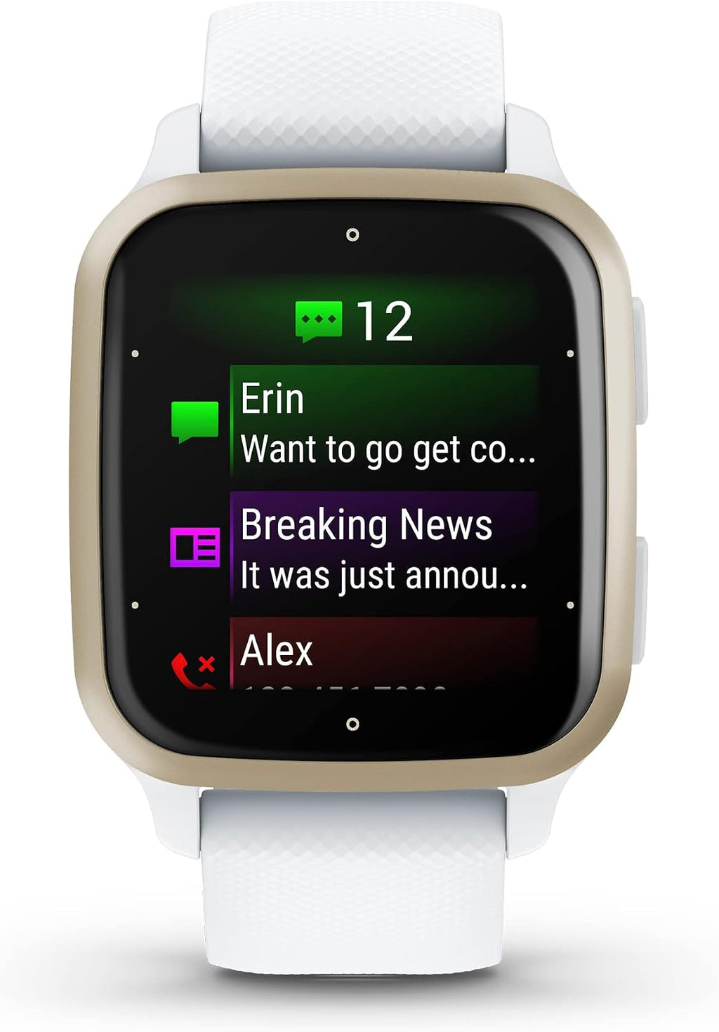 Garmin Venu® Sq 2 GPS Smartwatch, All-Day Health Monitoring, Long-Lasting Battery Life, AMOLED Display, Cream Gold and White (Renewed)