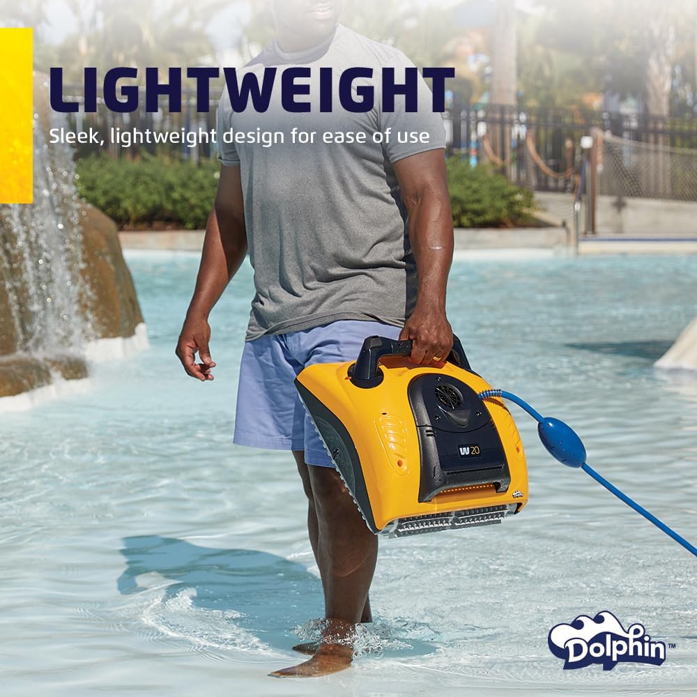 Dolphin W20 Automatic Robotic Pool Vacuum Cleaner Includes Remote Control and Caddy, Floor Cleaning Only, Ideal for Commercial Shallow Depth Pools up to 78 FT in Length