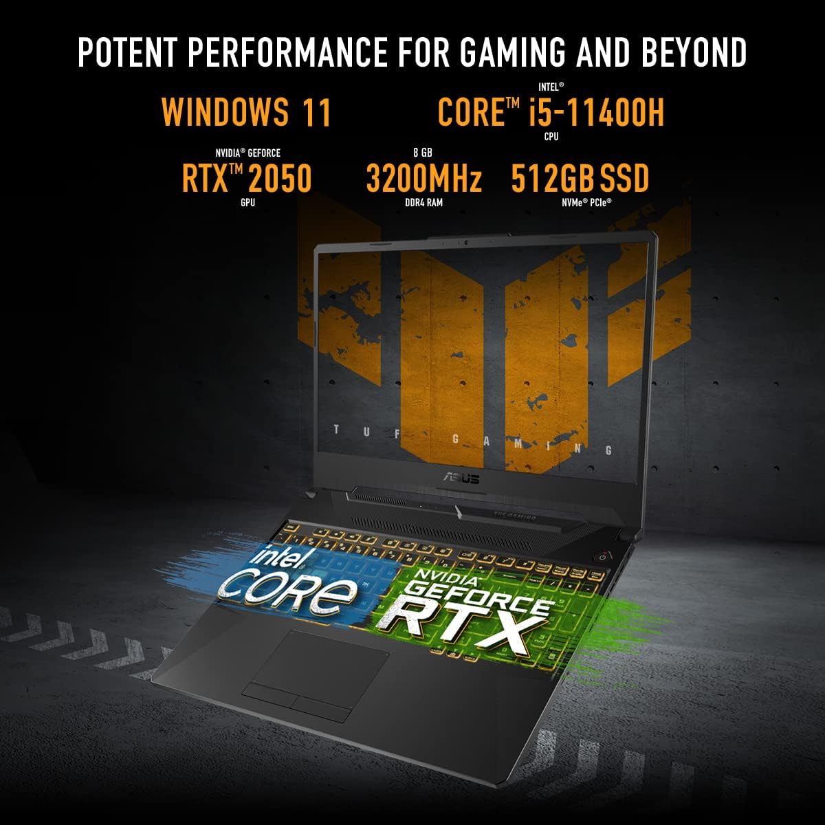 ASUS (2023) TUF Gaming F15 Gaming Laptop, 15.6' 144Hz FHD Display, Intel Core i5-11400H Processor, GeForce RTX 2050, 8GB DDR4 RAM, 512GB PCIe SSD Gen 3, Wi-Fi 6, Windows 11, FX506HF-ES51