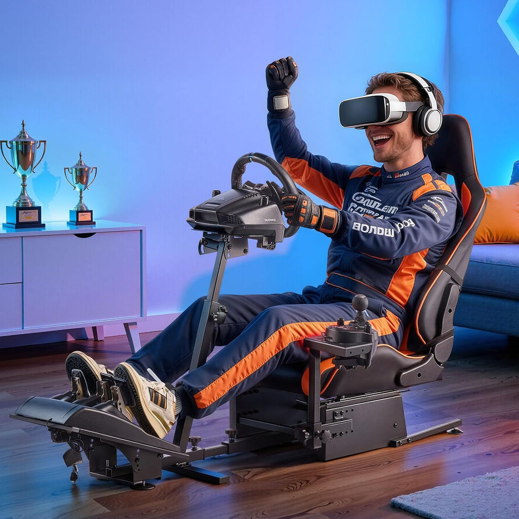VEVOR Racing Wheel Stand, Heavy-Duty Simulator Cockpit Steering Wheel Stand, Fit Logitech G25, G27, G29, G920, G923, Thrustmaster T300RS, TX F458, T500RS, T3PA-PRO (F1/GT) and CSR Pedals