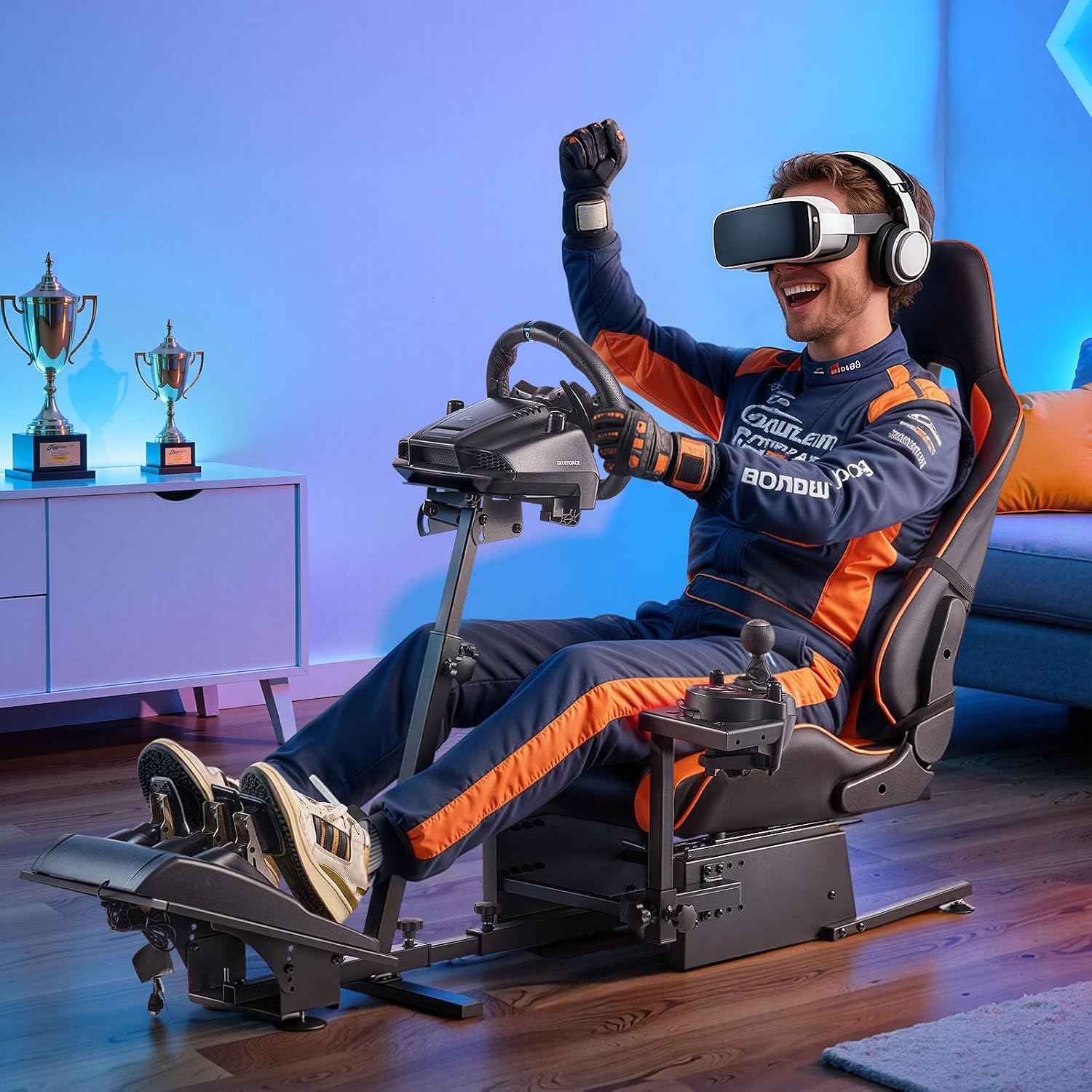 VEVOR Racing Wheel Stand, Heavy-Duty Simulator Cockpit Steering Wheel Stand, Fit Logitech G25, G27, G29, G920, G923, Thrustmaster T300RS, TX F458, T500RS, T3PA-PRO (F1/GT) and CSR Pedals