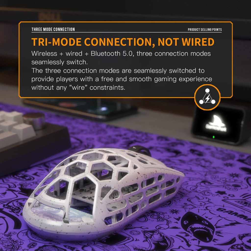 Darmoshark M2PRO Carbon Fiber Wireless Gaming Mouse,Tri-Mode 8K/USB-C/Bluetooth Mouse Up to 30000DPI,PAW3950 Optical Sensor Lightweight 40g,5 programmable Button,Computer Mouse for Laptop,PC,Mac