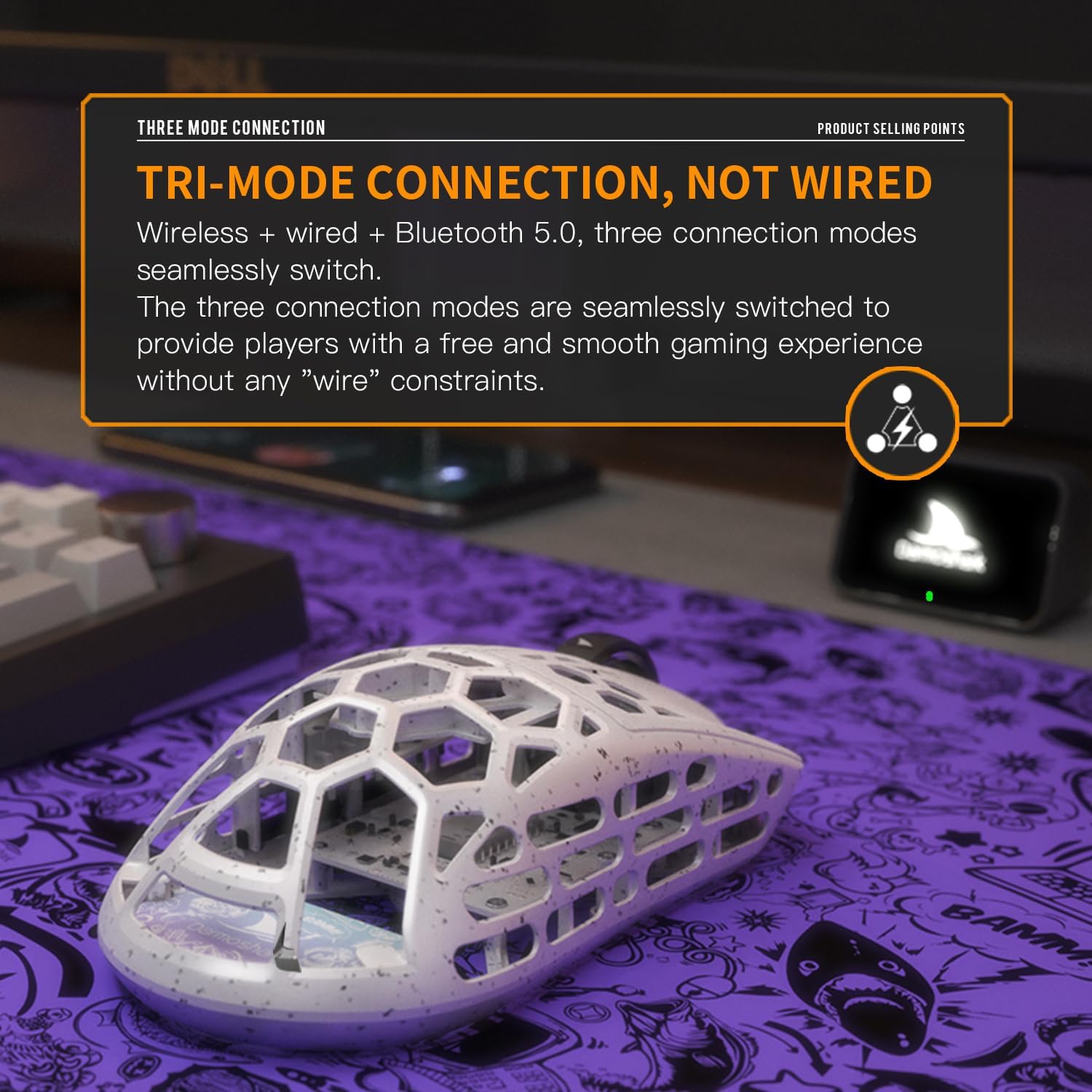Darmoshark M2PRO Carbon Fiber Wireless Gaming Mouse,Tri-Mode 8K/USB-C/Bluetooth Mouse Up to 30000DPI,PAW3950 Optical Sensor Lightweight 40g,5 programmable Button,Computer Mouse for Laptop,PC,Mac
