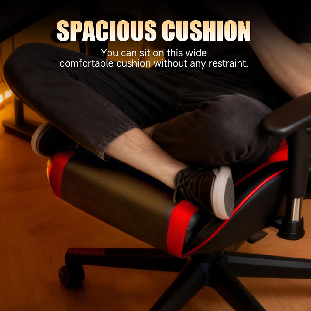 GTPLAYER Gaming Chair with Speakers Bluetooth Music Video Game Chair Audio Ergonomic Design Heavy Duty Office Computer Desk Chair (Red)