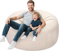 Lukeight Bean Bag Chair for Teens and Adults, Memory Foam Filled Floor Lounger, Washable Velvet Cover with Inner Liner, Beanbag Chair with Filling for Gaming and Reading, Beige, XXX-Large 42'D x 23'H