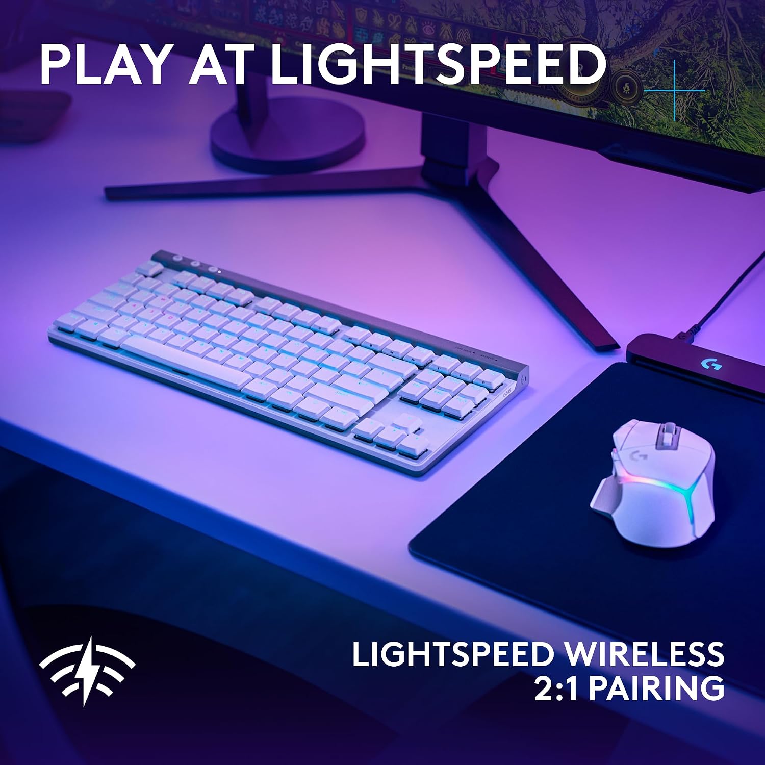 Logitech G502 X Plus Lightspeed Wireless Gaming Mouse + G515 TKL Wireless Gaming Keyboard (Tactile) Bundle: White