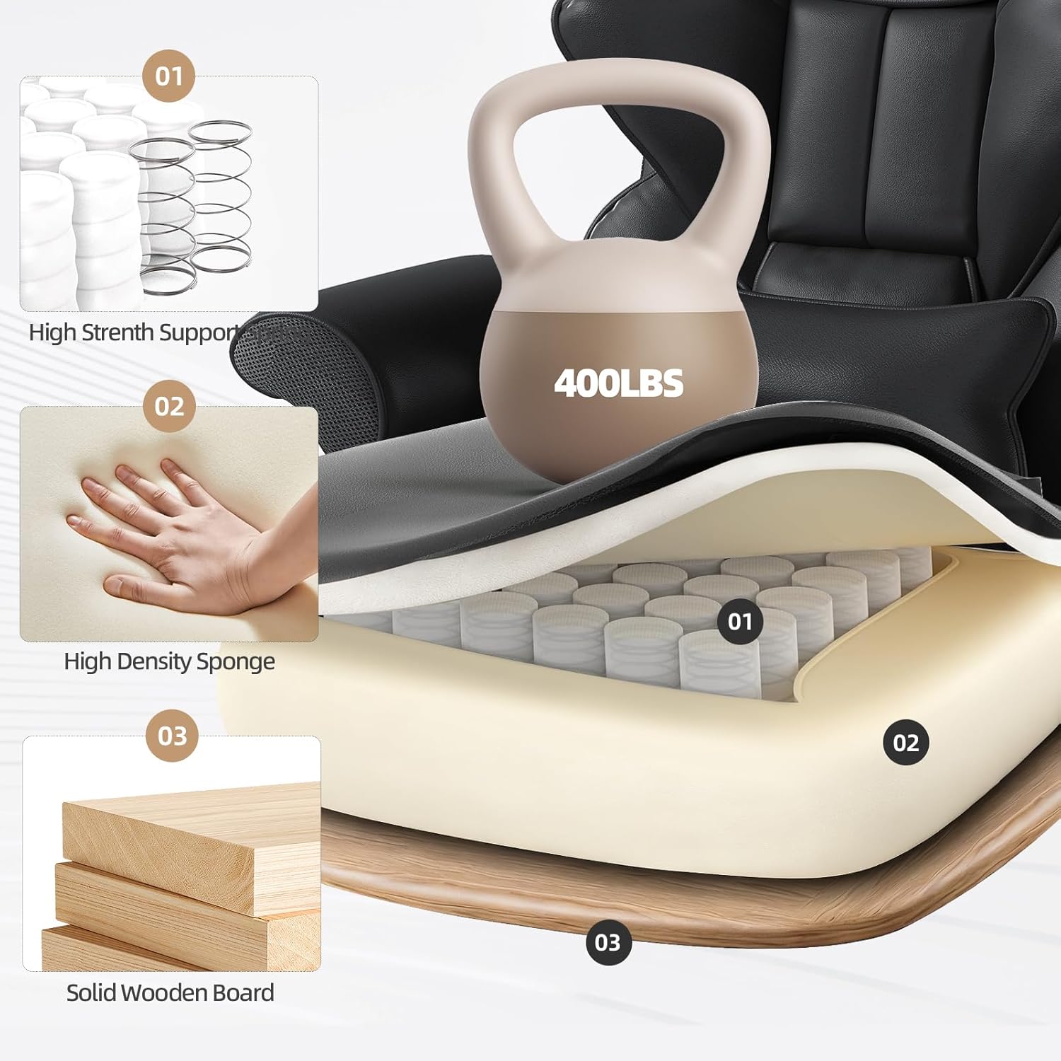 7-Point Massage Office Chair,Heated Desk Manageral Chair,Ergonomic Executive Chair with Footrest,Adjustable Armrest，Computer Chair for Offices, Study Areas, Gaming Spaces,Black