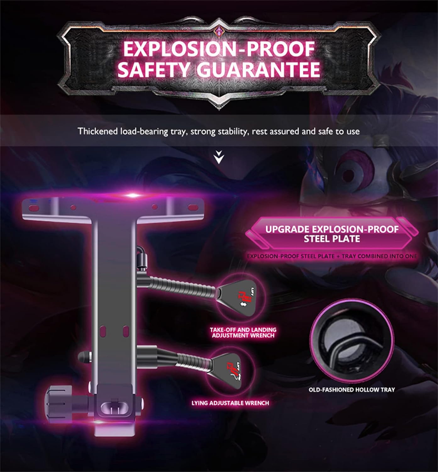 Gaming Chair with Speakers, Bluetooth Gaming Chair with RGB LED Lights and Footrest, Height Adjustable Massage Computer Chair Lumbar Support for Adults,Pink