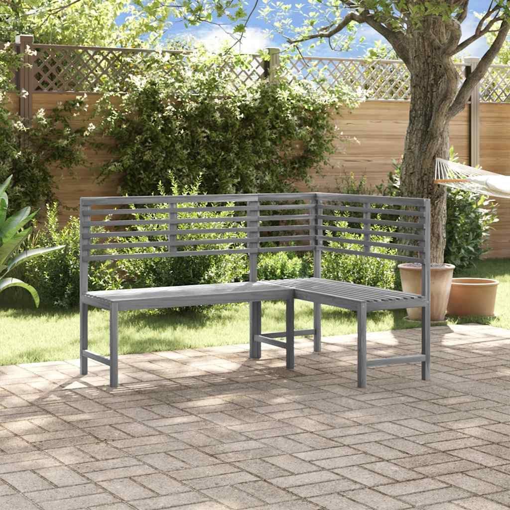 vidaXL Patio Corner Bench, Outdoor Wooden Bench for Garden Park Potting Picnic, Solid Acacia Wood, Easy Assembly, 39.4' x 55.1' x 35.8' Grey