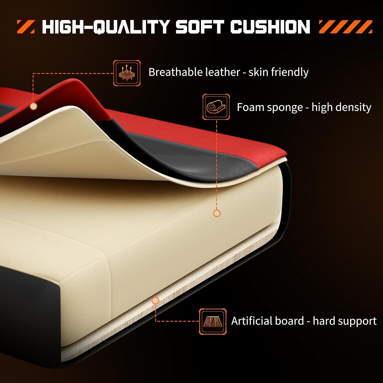 Sweetcrispy Computer Gaming Chair - Ergonomic High Back PU Leather Video Game Chair with Adjustable Headrest & Lumbar Support, Footrest, Racing for Office and Home, Red