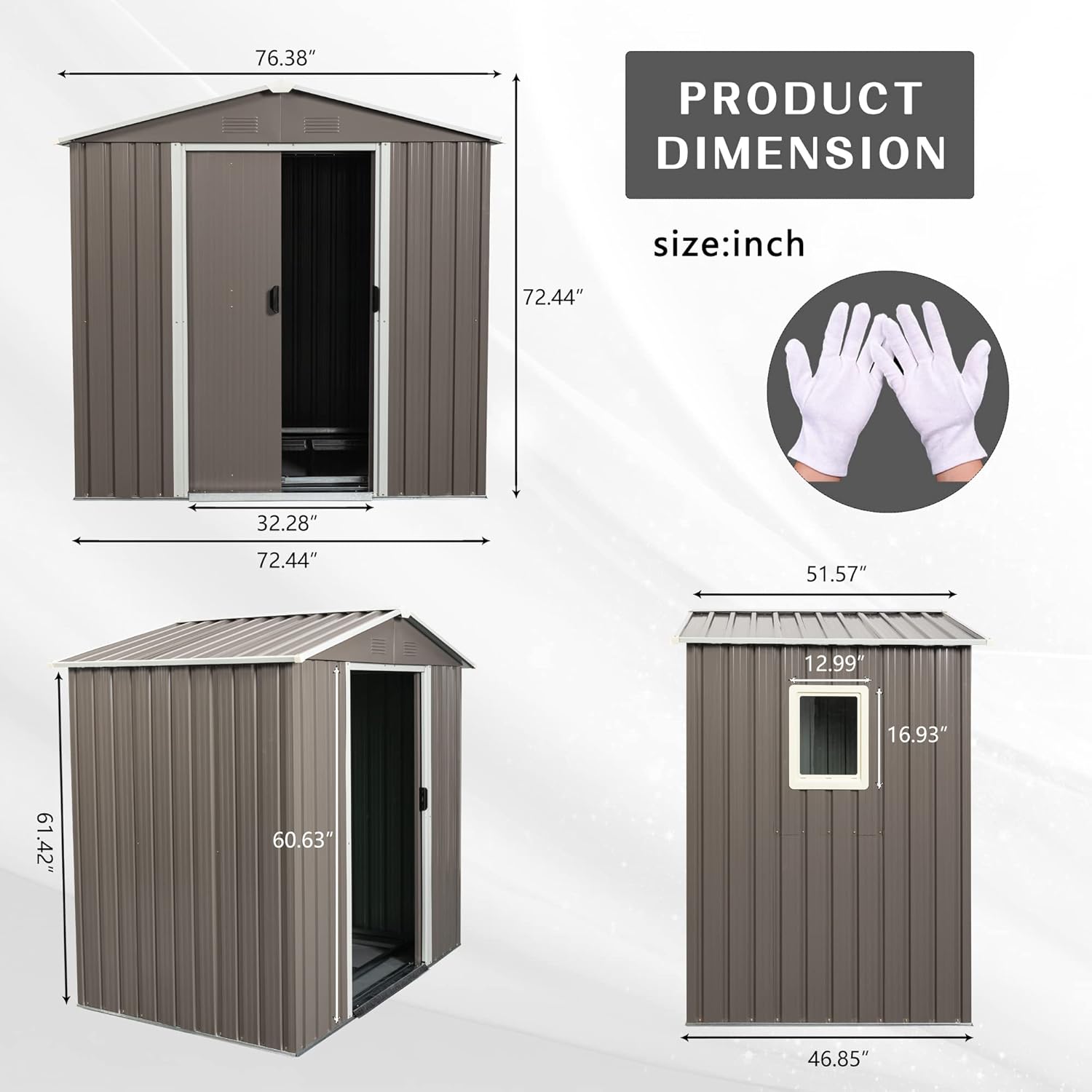 KEIKI 6x5 FT Outdoor Metal Storage Shed with Peaked Roof,Vents,Window and Metal Foundation for Garden Yard