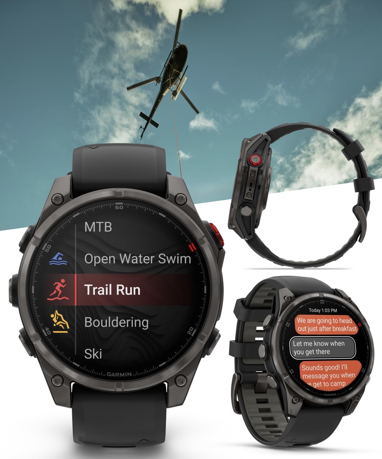Garmin Fenix 8 Pro 47mm AMOLED Sapphire Premium Connected Multisport GPS Smartwatch, inReach Technology, Carbon Gray DLC Titanium w/Black Silicone Band with Black Earbuds Bundle