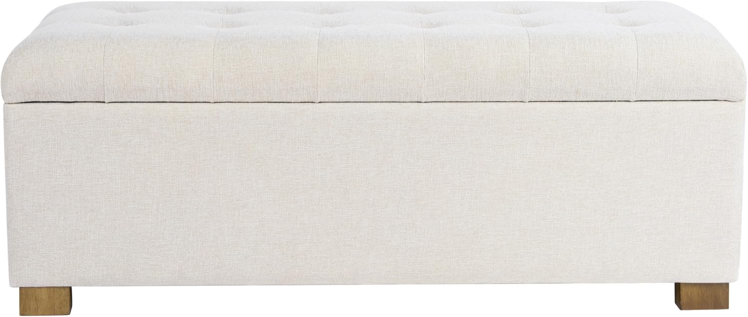 Homepop Home Decor | Upholstered Large Tufted Ottoman Storage Bench | Ottoman with Storage for Living Room & Bedroom | Decorative Home Furniture, Light Gray