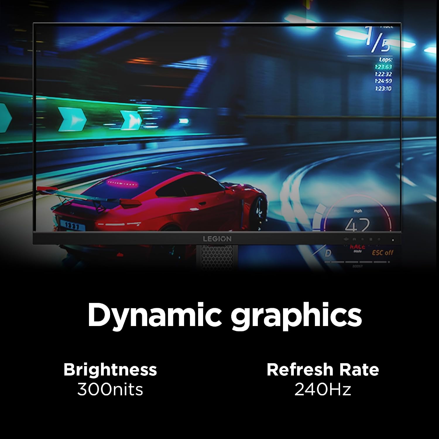 Lenovo Legion 24-10 Gaming Monitor - 23.8' IPS FHD Display - 240Hz - 0.5ms MPRT - AMD FreeSync Premium - HDR10 - Ergonomic LTPS Stand - HDMI 2.1 and DisplayPort 1.4 - Raven Black