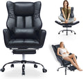 Criss Cross High Back Office Chair with Foot Rest, Ergonomic Cross Legged Desk Chair with Flip-up Armrest, Cozy Reclining 155°Swivel Chair for Home Office, Computer and Entertainment(Black)