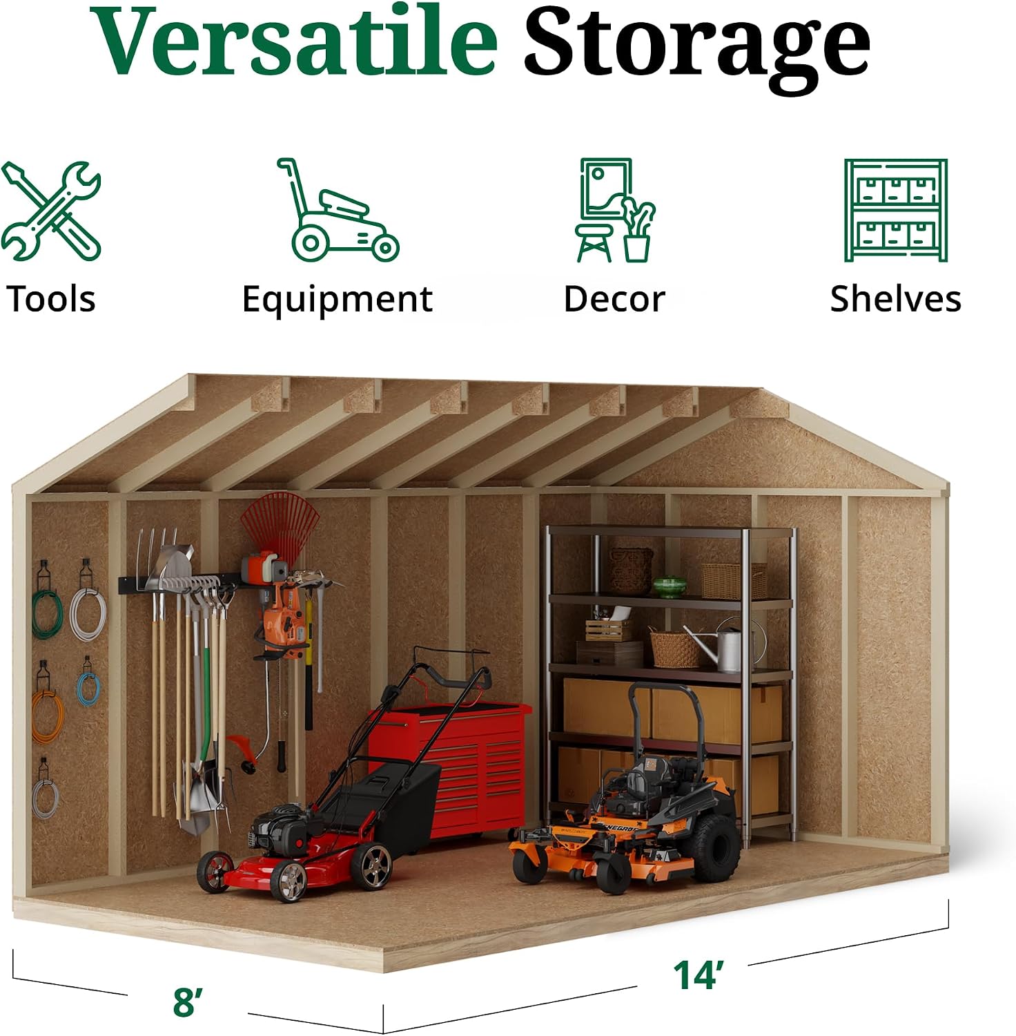 Little Cottage Co. 8x14 Value Workshop Shed with Operable Windows and Floor, Outdoor Wood Storage Do-It-Yourself Precut Kit