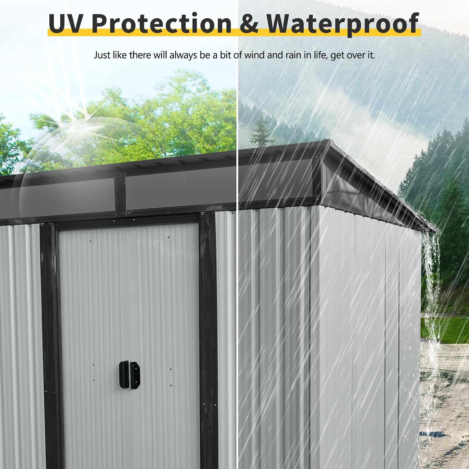 KEIKI 6x5 FT Outdoor Metal Storage Shed with Sloped Roof,Air Vents and Lockable Door for Garden Yard