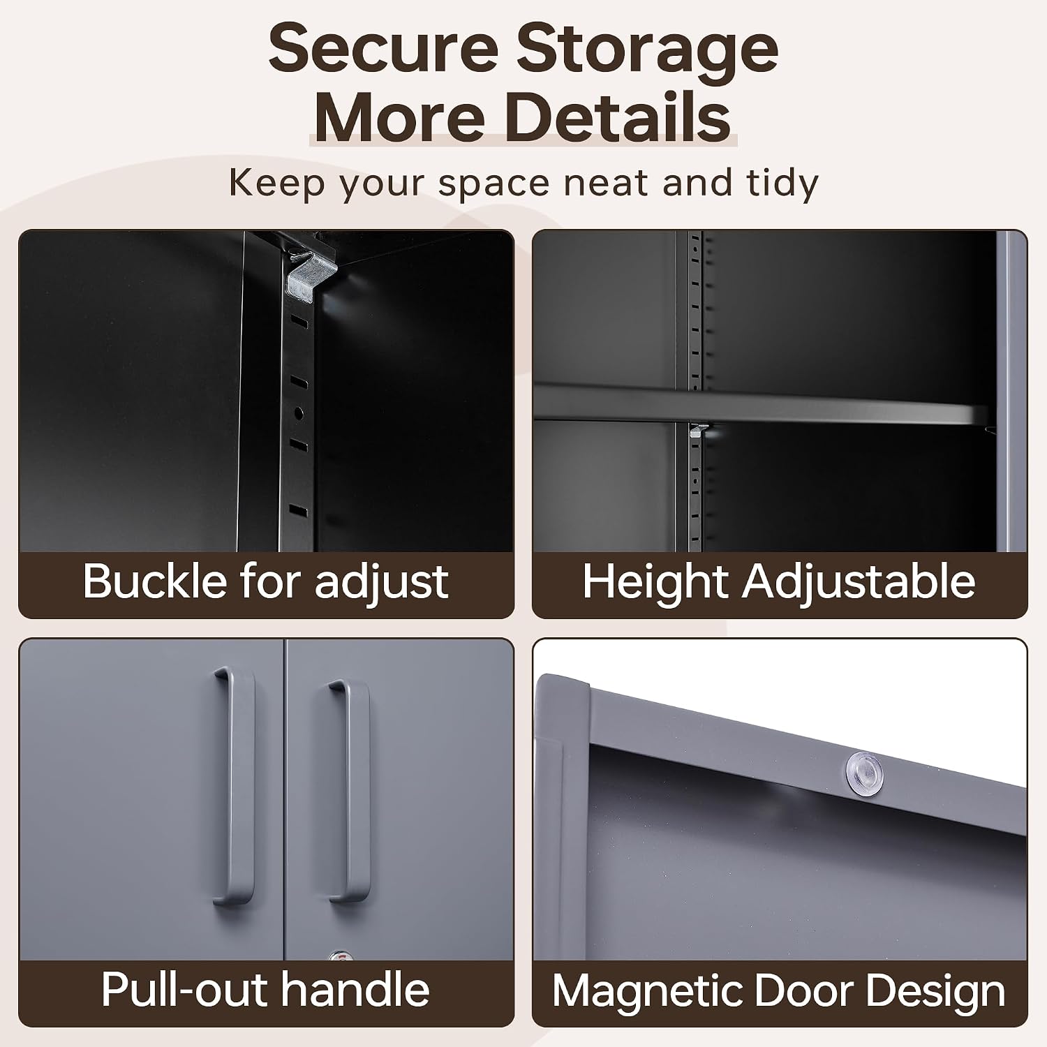 Metal Garage Cabinets, 72' Tall Locking Storage Cabinets with 2 Doors and 5 Adjustable Shelves, Steel Utility Tool Cabinet, Lockable Outdoor Storage Cabinet for Pantry, Garage, Home Office