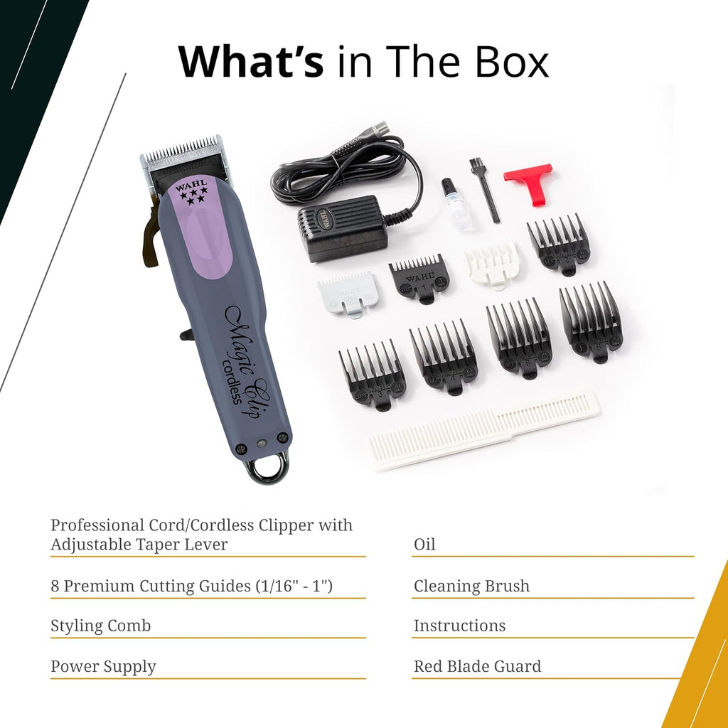 Wahl Professional 5 Star Series Magic Clip Cordless Hair Clipper, Stagger-Tooth Blade Professional Hair Trimmer with Attachments, 100+ Minute Run Time