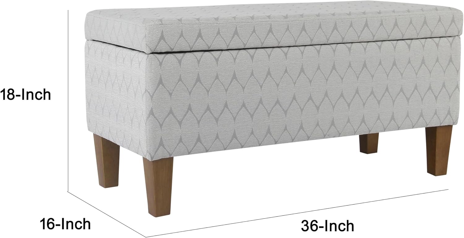 Kinfine K6384Np-F2244 Geometric Patterned Fabric Upholstered Wooden Bench with Hinged Storage, Large, Gray and Brown