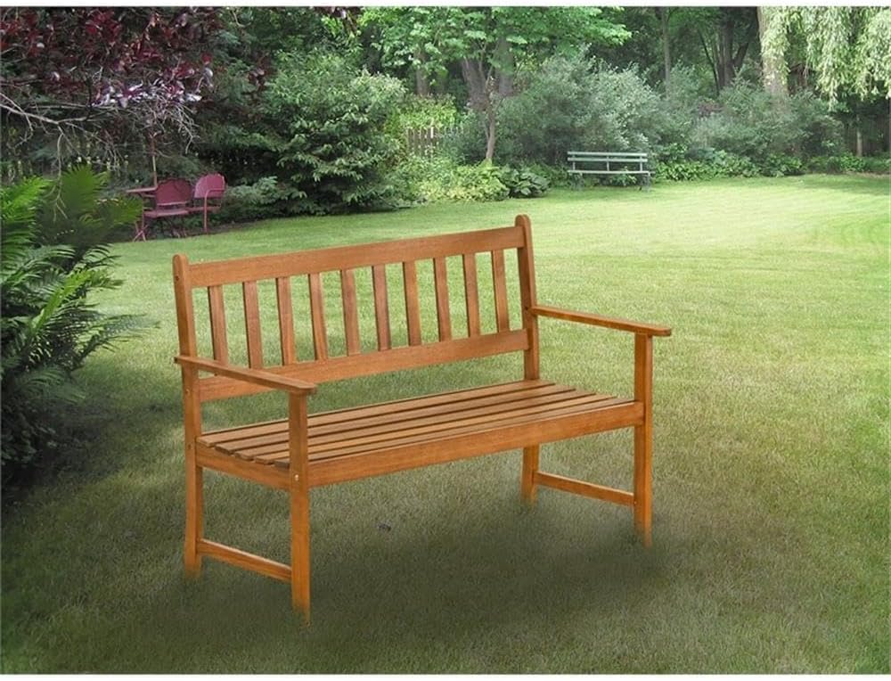 East West Furniture BBTB0NA Belmont Wooden Patio Bench with Backrest - Acacia Wood, 48x22x33 Inch, Natural Oil