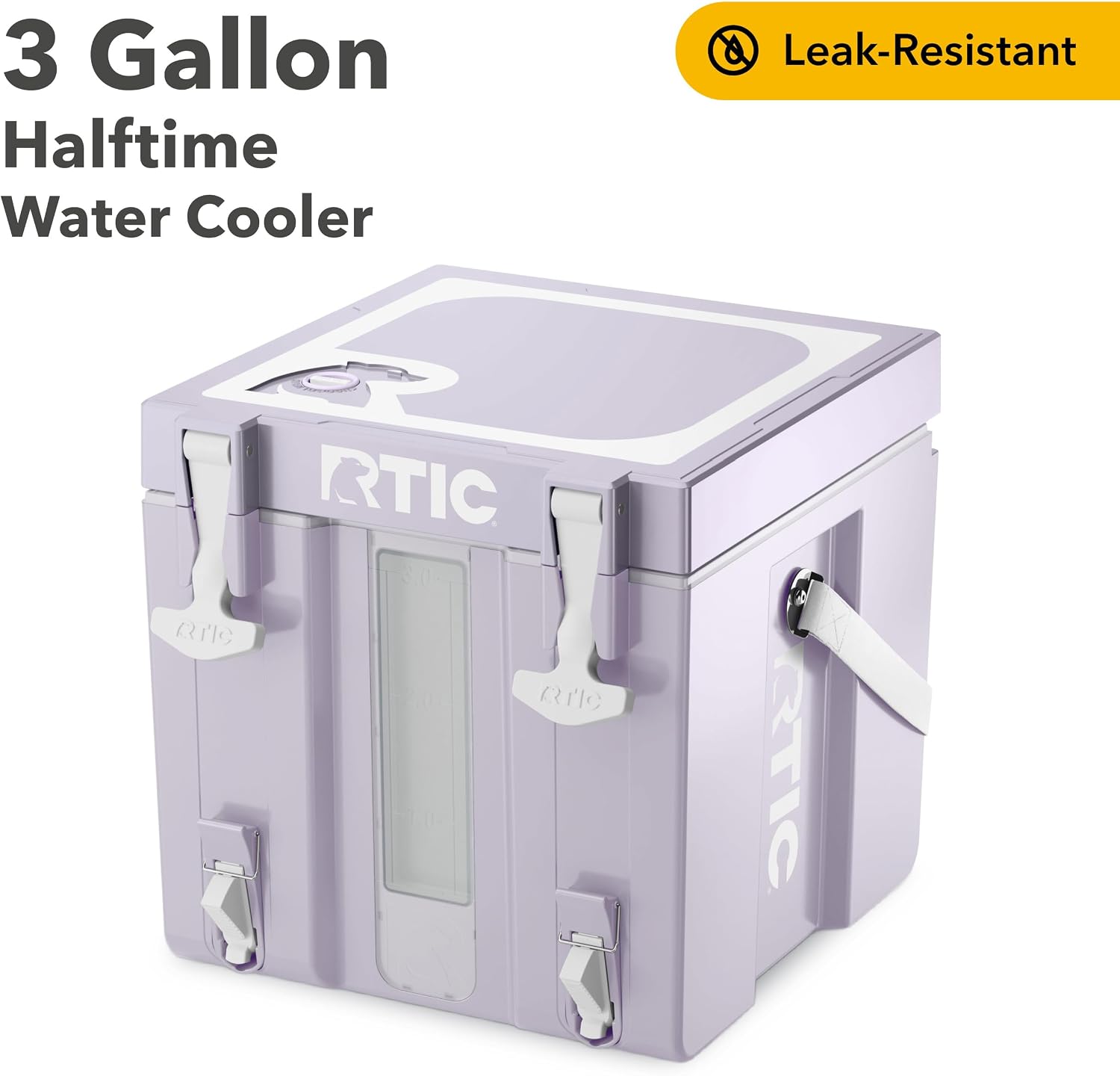 RTIC Halftime Water Cooler Portable Carrier Container, Drink Beverage Dispenser, Stackable with 2 Taps, Bottleless, BPA-Free, for Sports, Camping, BBQ, Parties, Picnic, & More, Dusty Lilac