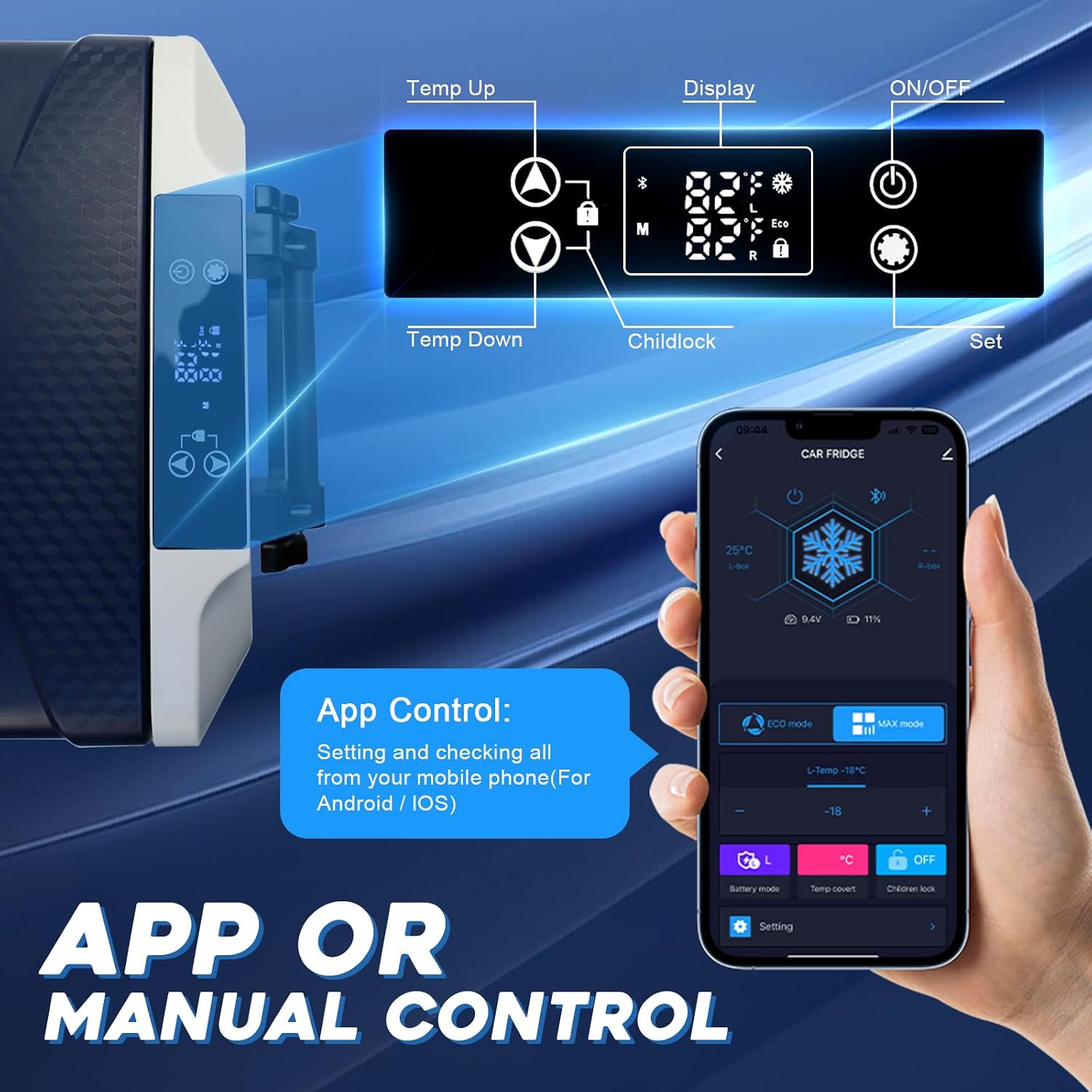 12 Volt Car Refrigerator, 37 Quart(35L) Portable Freezer Car Fridge Large Zone WIFI APP Control, -4℉-68℉ Electric Compressor Cooler 12/24V DC and 100-240V for Outdoor, Camping, Travel, RV, Truck, Home