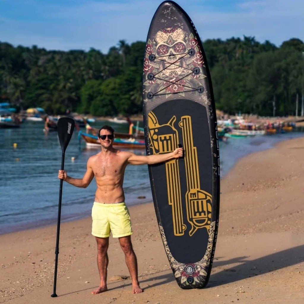 Inflatable Paddle Board 10'6''/11' Wide, Standup Paddle Board for Adults, with Premium SUP Accessories - 3 Fins, Adjustable Paddle, Safety Leash & Waterproof Phone Bag (GNR 11'5 * 33''*6'')