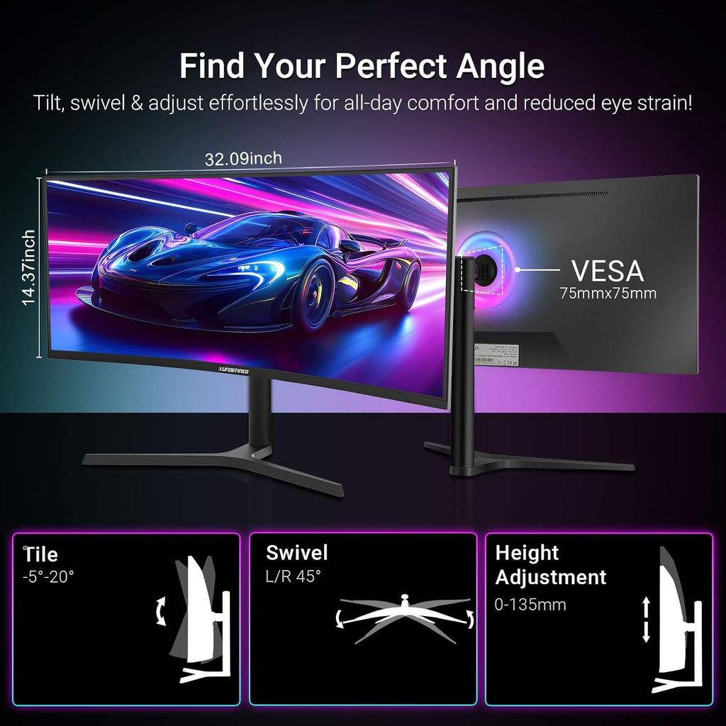 34 Inch Curved Monitor 180Hz, UWQHD 3440x1440p Ultrawide Gaming Monitor 1500R with Speaker, PIP/PBP, 4000:1 Contrast, sRGB126%, HDR, FreeSync & G-SYNC, 1ms(MPRT), HDMI/DP Port, Adjustable Stand, VESA