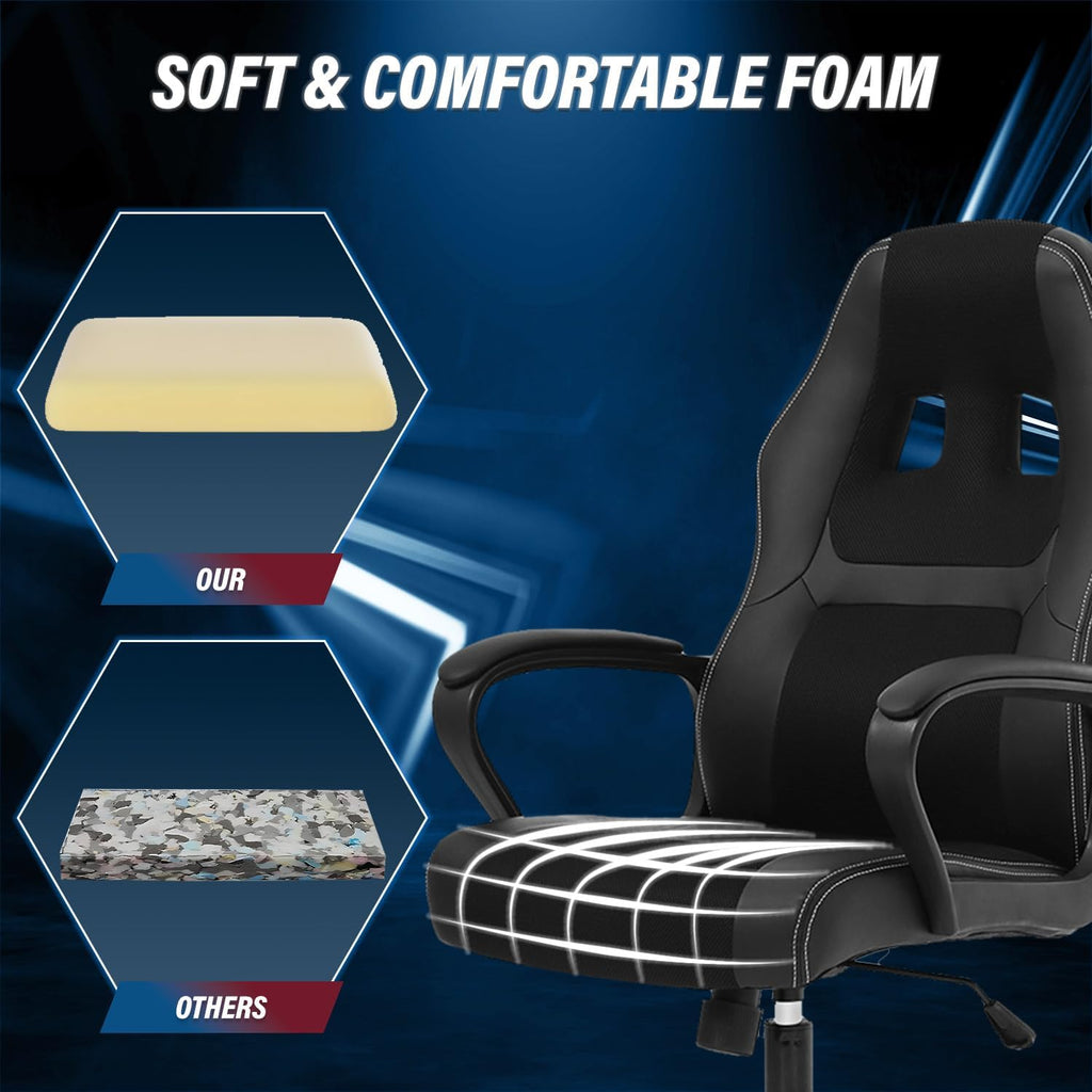 Ruesleag Computer Gaming Chair Office Ergonomic PC Chair Racing Writing Working High-Back Chair w/Lumbar Support Swivel Executive Desk Chairs for Adults,Black