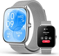 Silver Smart Watch for Men Women with Blood Pressure Monitor, 2.06' AMOLED Display, Metal IP68 Waterproof Fitness Tracker, 118 Sports, Heart Rate/SpO2/Sleep, Tech Gift, Android iPhone Compatible