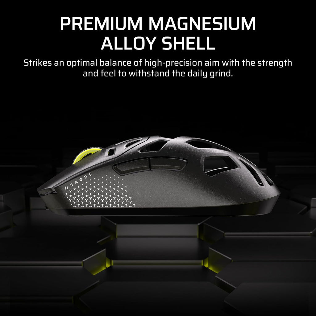 Corsair Sabre v2 PRO Wireless MG FPS Gaming Mouse – 33,000 DPI Marksman S Sensor, 8,000Hz Hyper-Polling, Durable Magnesium, Lightweight, Up to 120hr Battery – Black