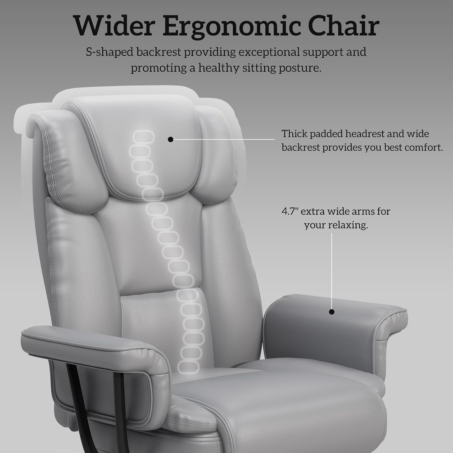 GYI Criss Cross Chair with Wheels, 160°Big and Tall Reclining Office Desk Chair with High Back, Wide Seat, Arms, Footrest, Grey
