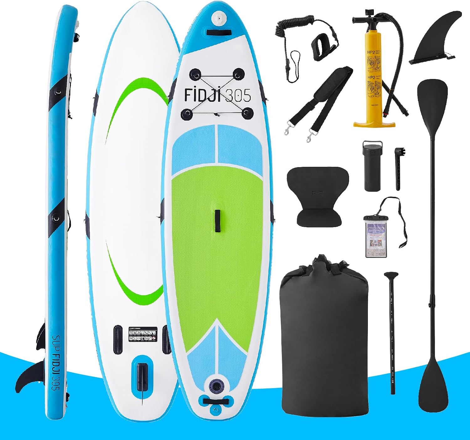 10' Inflatable Stand Up Paddle Board, Extra Wide SUP Blow Up Paddleboard with Adjustable Paddle, Kayak Seat Accessories, Non-Slip Comfort Deck for Adults & Youth of All Skill Levels